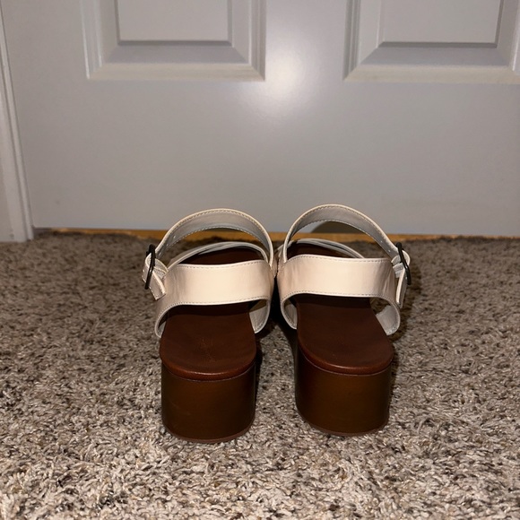Ivory/cream and Dark brown Platform Sandals - Picture 2 of 4